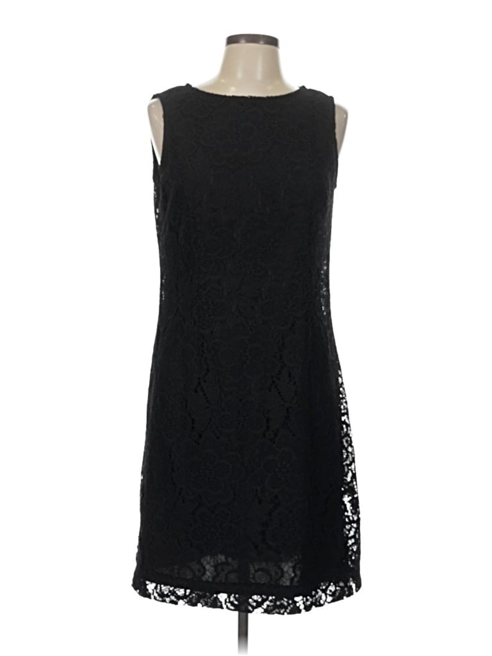 Women’s Black Crochet Eyelet Lace Sleeveless Work Cocktail Party Dress